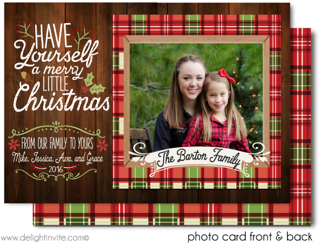 Woodsy Rustic Christmas Holiday Photo Cards - Tartan (656x530), Png Download