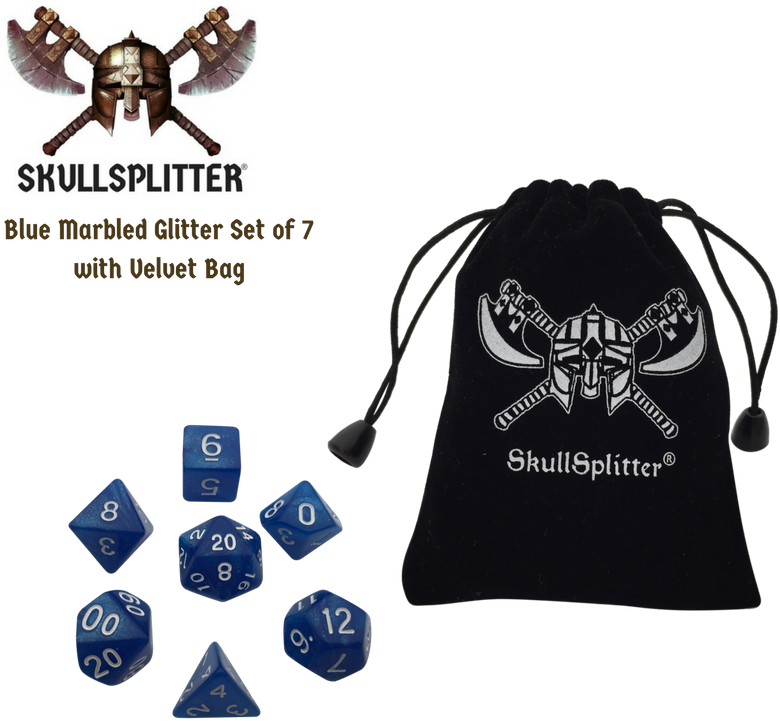 Blue Marbled Glitter - Blue Marbled Glitter - Pack Of 7 Polyhedral Dice (7 (800x800), Png Download