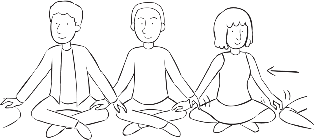 Back People Sitting In Circle Tapping Hands On Their - Line Art (1024x768), Png Download