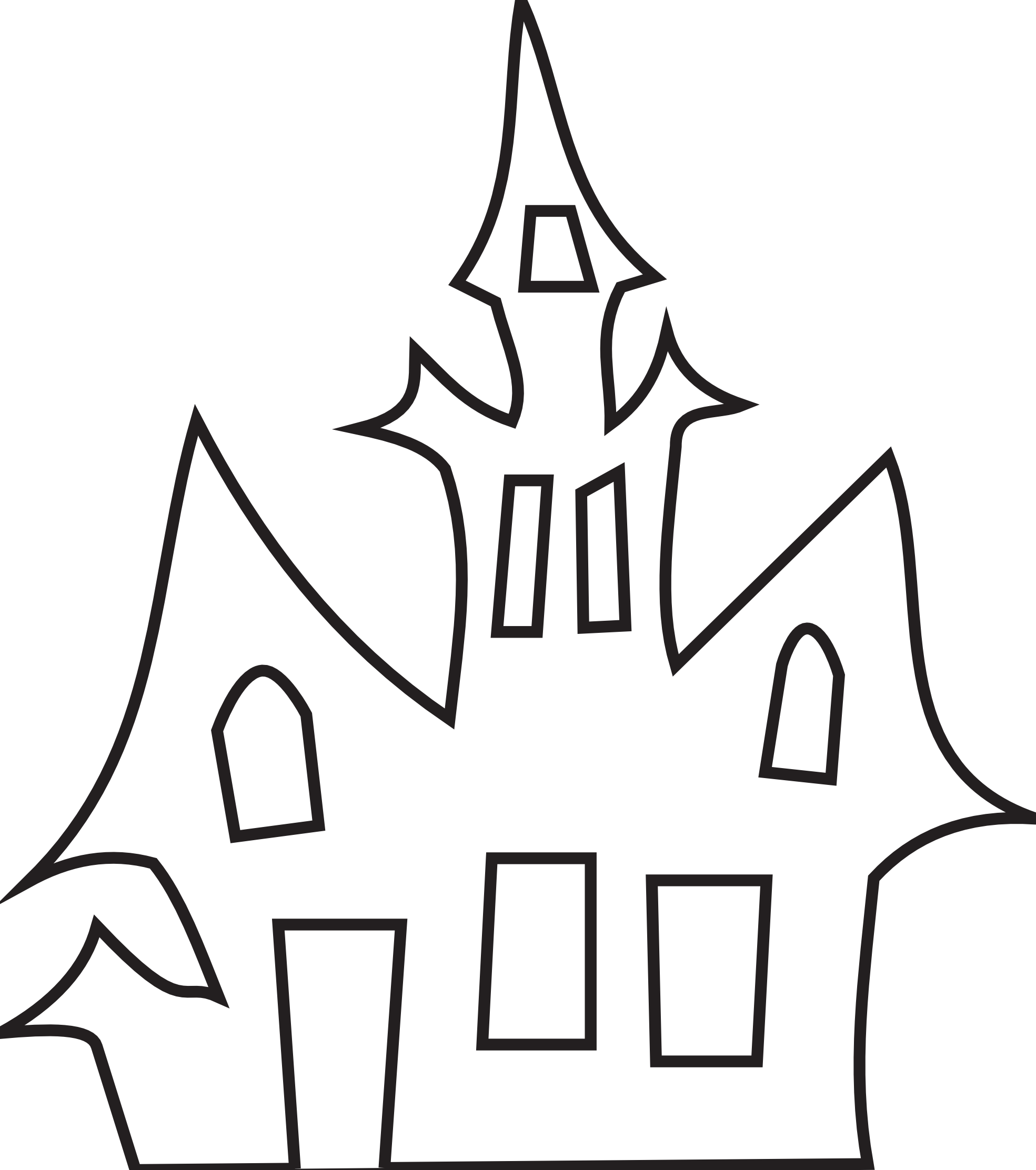 Haunted House Clipart Cool House - Haunted House Black And White Clip Art (1969x2224), Png Download