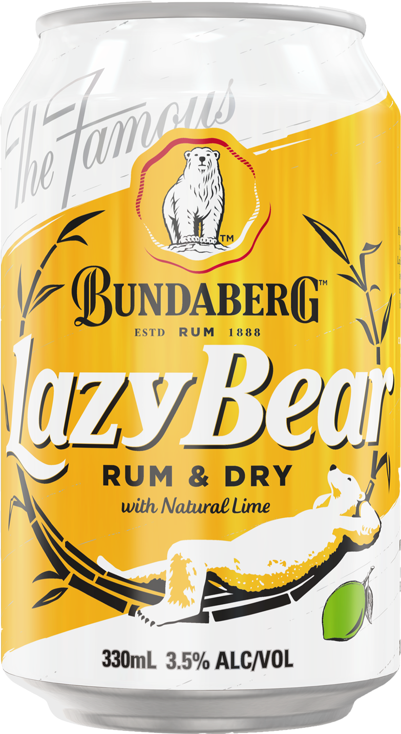 Bundaberg Lazy Bear Rum & Dry Cans 10 Pack 330ml - Bundaberg Rum Lazy Bear (1600x2000), Png Download