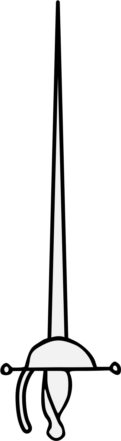 Cup-hilted Rapier - Monochrome (428x1462), Png Download