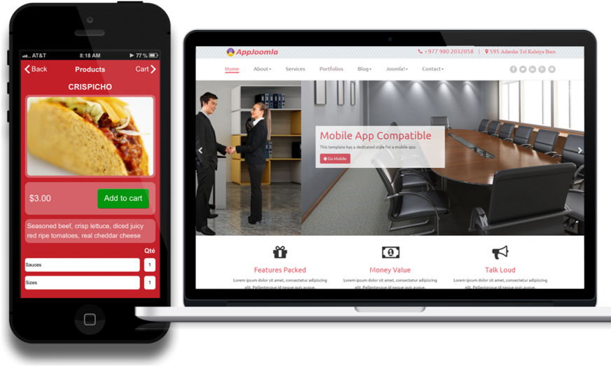 Appjoomla Template - Template (900x562), Png Download
