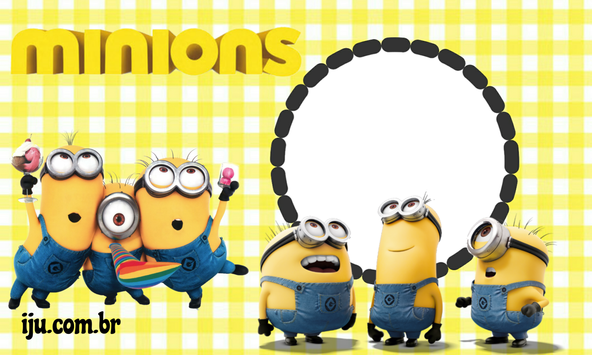 Minions Imagens Png - Blank Minion Birthday Invitation (1905x1142), Png Download