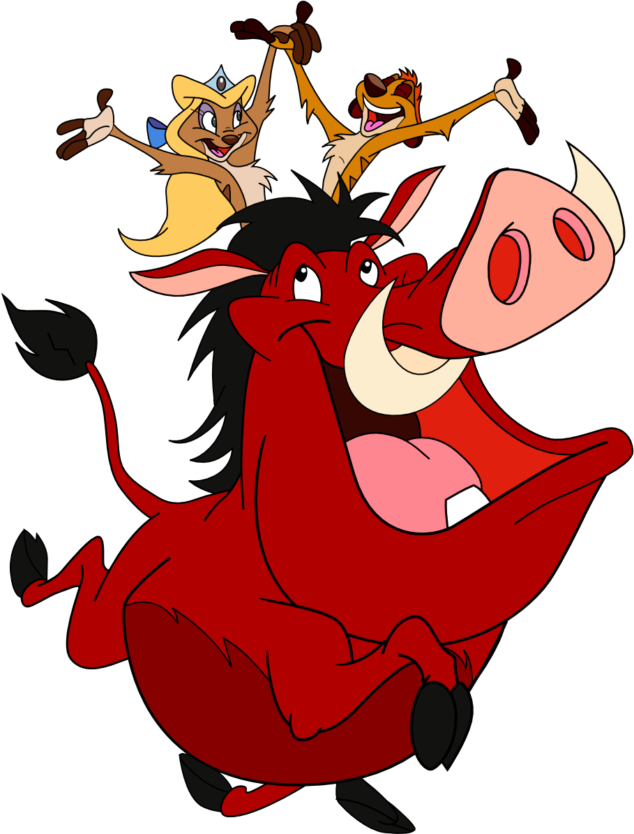 Timon And Tatiana Sitting On Pumbaa's Back - Timon And Pumbaa Png (938x1250), Png Download
