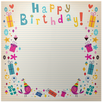 Happy Birthday Border Lined Paper Retro Card Poster - Happy Birthday Border (400x400), Png Download