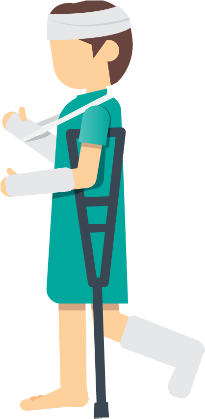 Clip Art A Woman Patient With An Injured Leg Foot Or - Paciente En Muletas Dibujo (430x860), Png Download