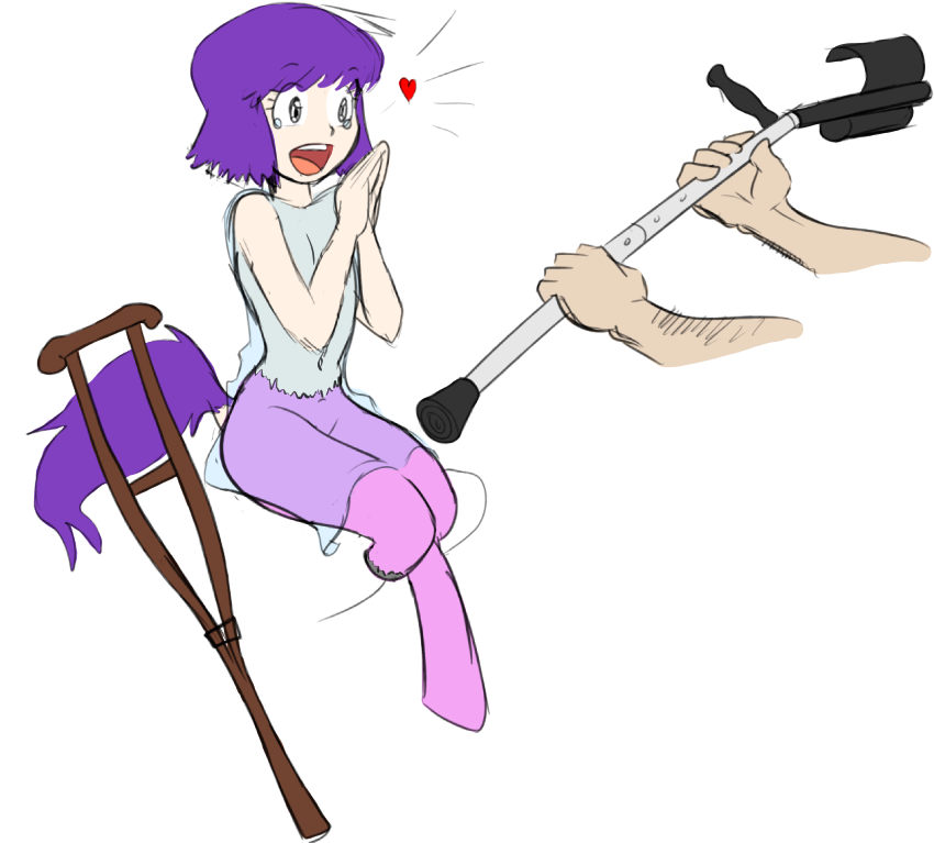 Dj Black N White, Crutches, Father And Daughter, Female, - Cartoon (855x810), Png Download