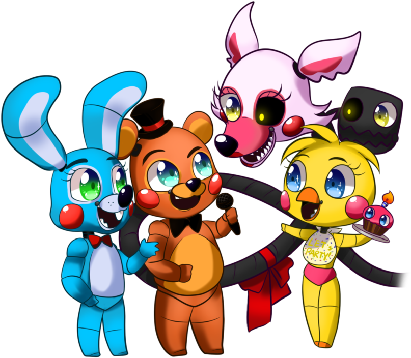 Fnaf Chibi Group Chibi Sample By Cattymaddie On Deviantart - Fnaf 2 Toy Animatronics Fan Art (923x865), Png Download