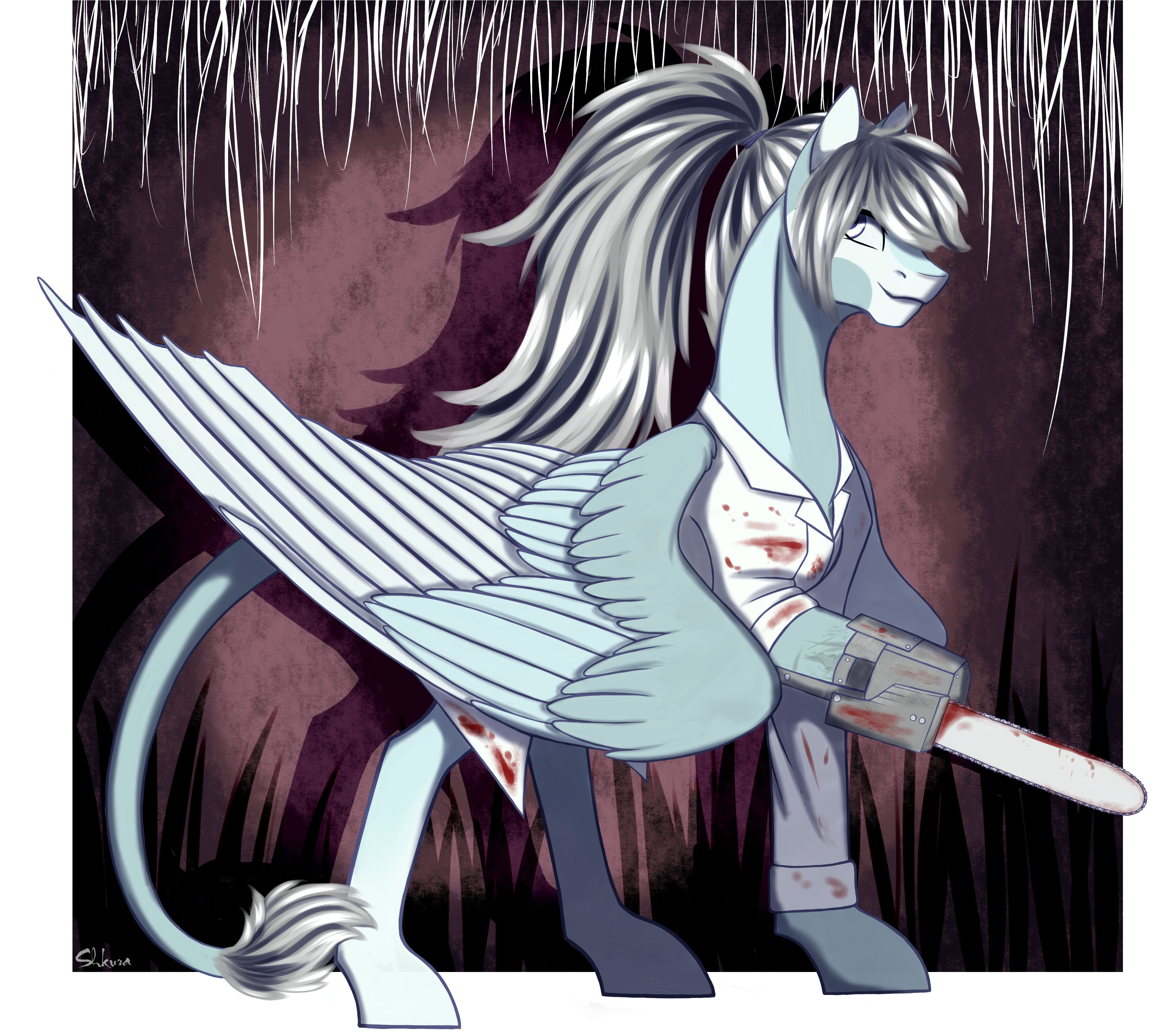 Shkura2011, Blood, Chainsaw, Clothes, Female, High - Cartoon (4000x3724), Png Download