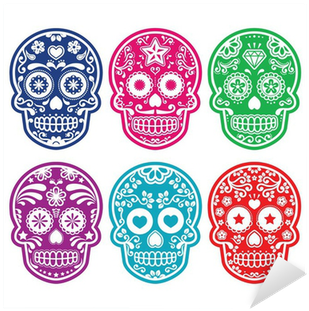 Mexican Sugar Skull, Dia De Los Muertos Colorful Icons - Colores Del Dia De Los Muertos (400x400), Png Download