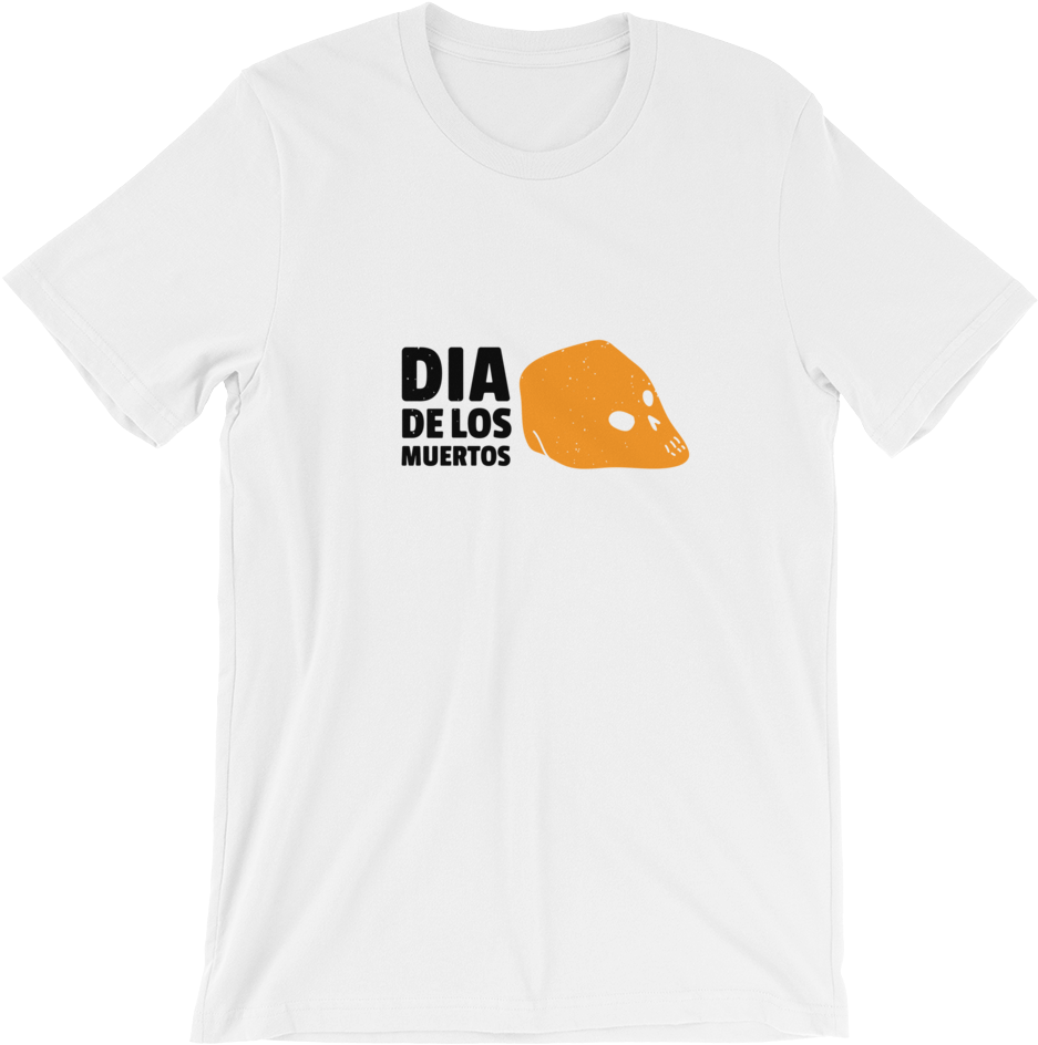 Orange Skull Dia De Los Muertos Short Sleeve Unisex - Flan (1000x1000), Png Download
