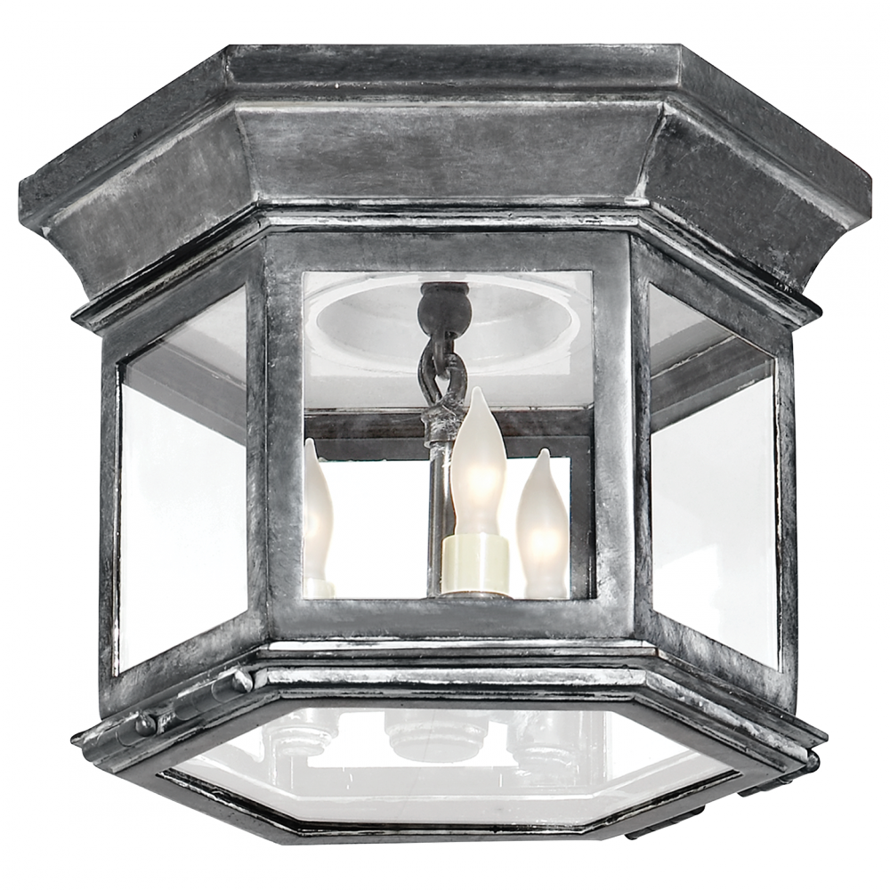 Club Small Hexagonal Flush Mount In Weathered Zi - Visual Comfort Cho4110wz-cg E. F. Chapman Club 3 Light (1000x1000), Png Download