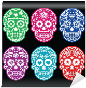 Mexican Sugar Skull, Dia De Los Muertos Icons Set On - Calavera (400x400), Png Download