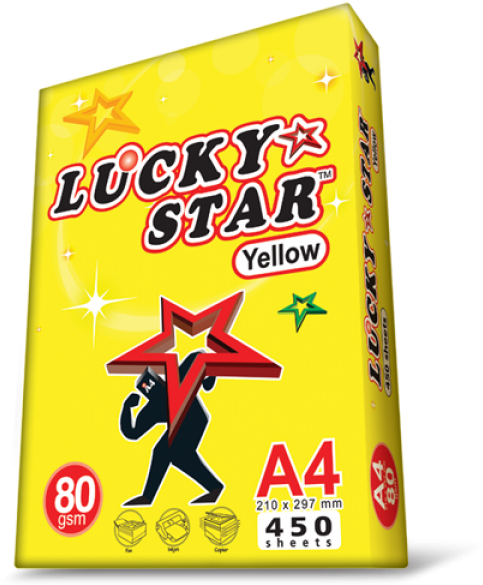 A4 80gsm Luckystar Yellow 450sheets - Lucky Star A4 Paper (600x600), Png Download