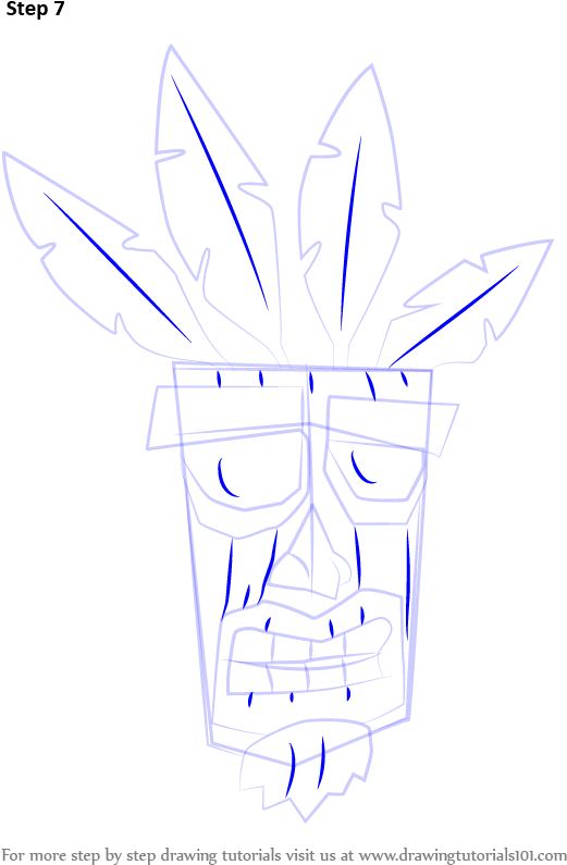 Learn How To Draw Aku Aku From Crash Bandicoot Step - Aku Aku Step By Step Drawing Lesson (521x801), Png Download