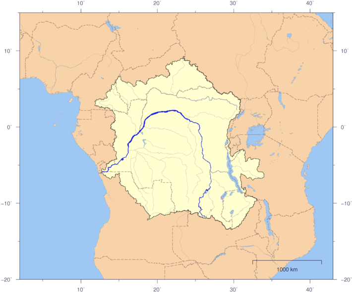 Congolualaba Watershed Plain Political - Bassin Du Congo Carte (721x599), Png Download