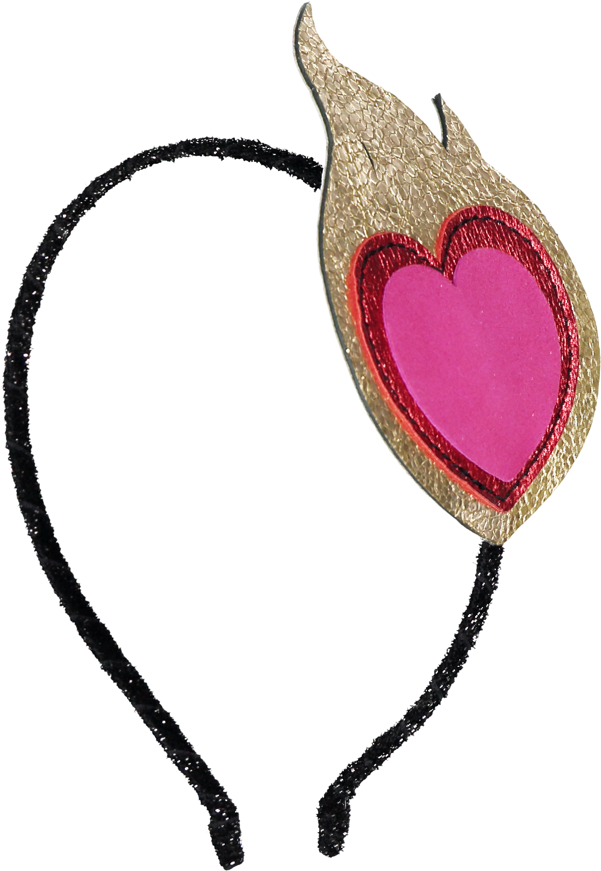 Headband Flaming Heart Black - Heart (1230x1778), Png Download