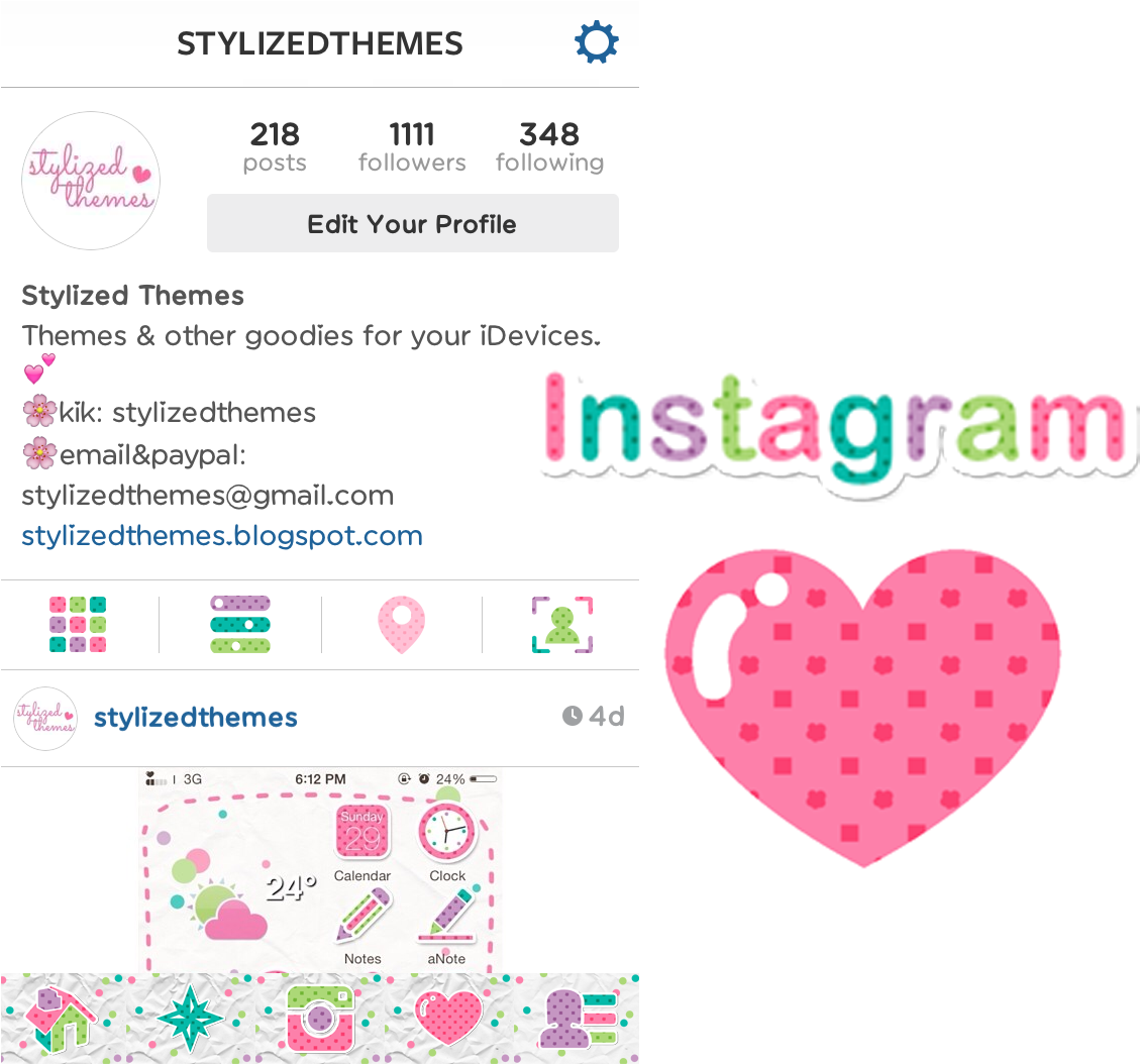 Playful Instagram Theme - Heart (1276x1136), Png Download
