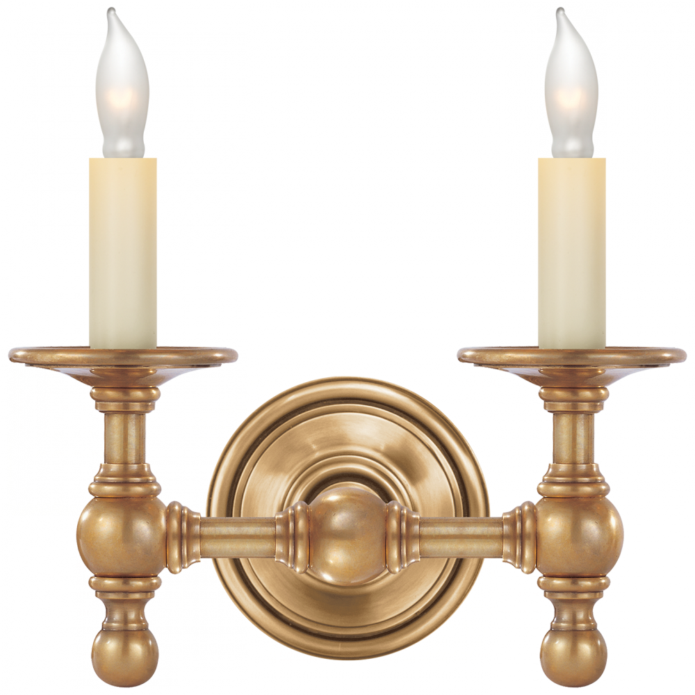 Classic Double Sconce In Hand-rubbed Antique Bra - Visual Comfort Sl2814hab Hand-rubbed Antique Brass (1000x1000), Png Download