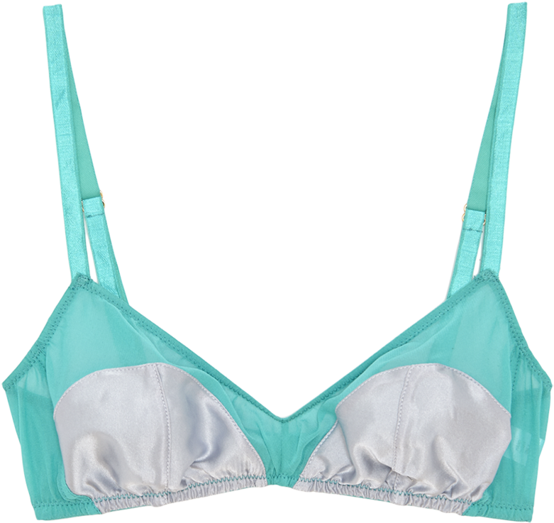 Beatrice Bralette Mint/platinum - Plus Size White Cotton Rich Nonwired Bra With Lace (1024x1024), Png Download