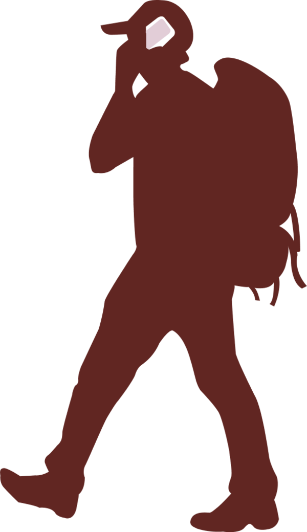 Large Backpacker On A Phone - Backpacker Silhouette (600x1040), Png Download