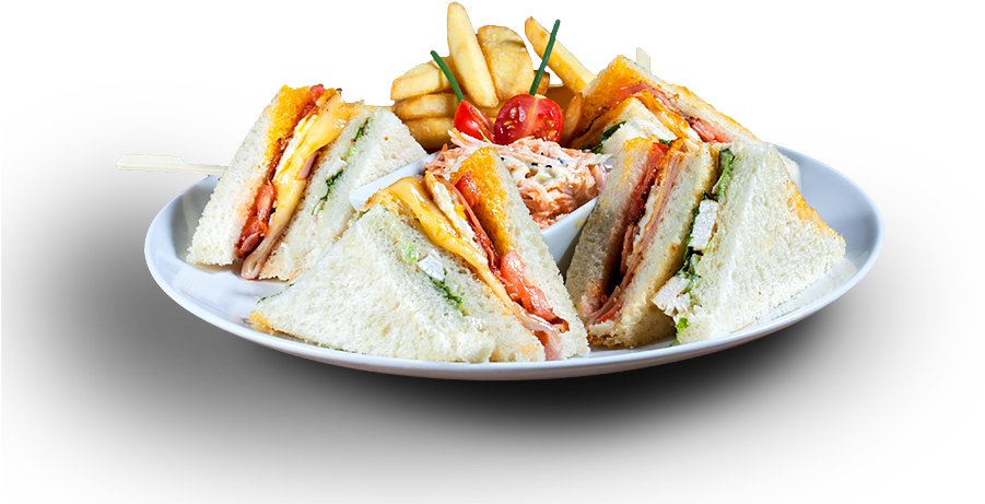 Sandwiches & Wraps - Club Sandwich With Fries Png (900x543), Png Download