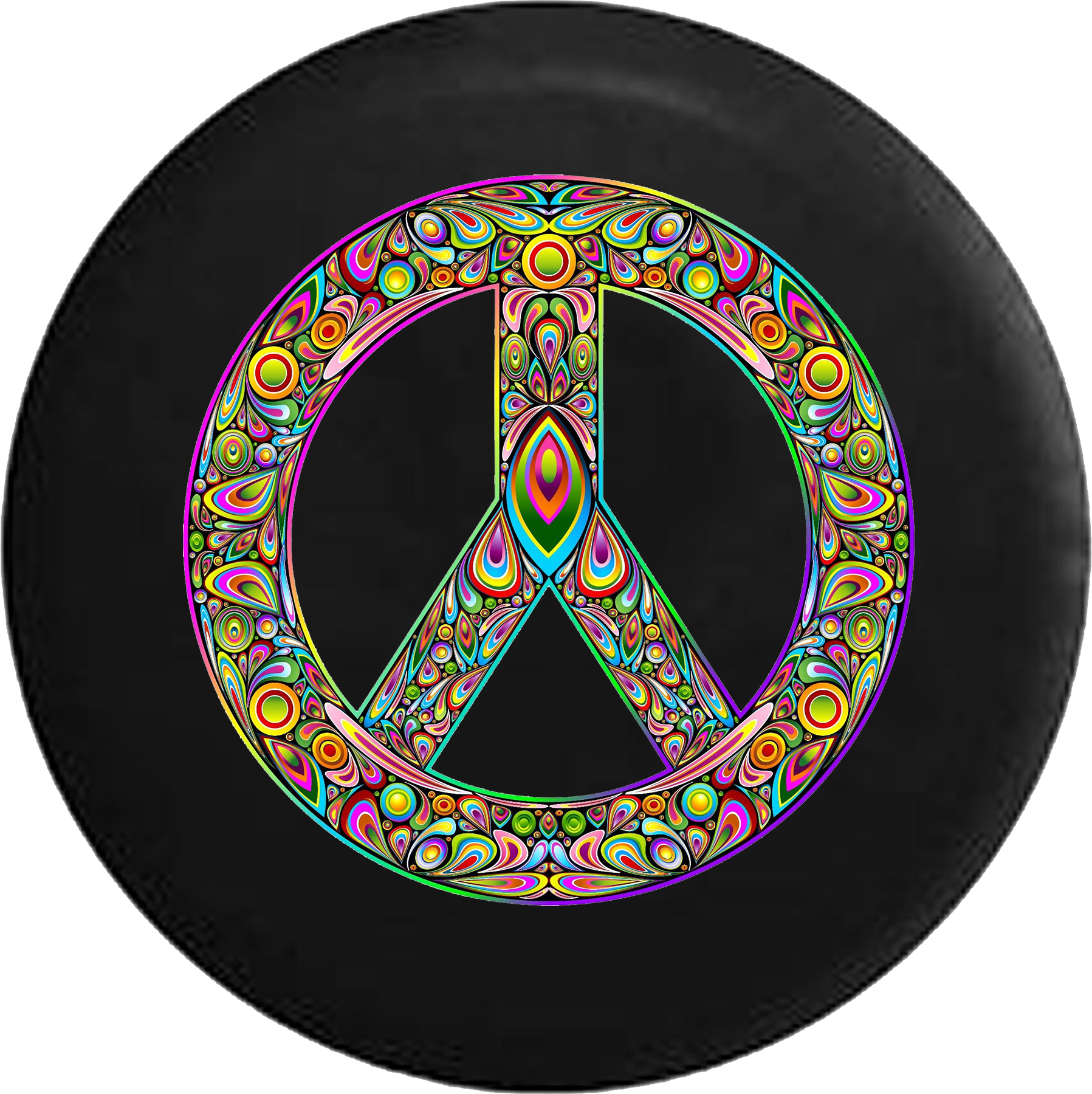 Psycodelic Peace Sign Hippie Lava Lamp - Peace Symbol Psychedelic Art Design Round Ornament (1797x1800), Png Download