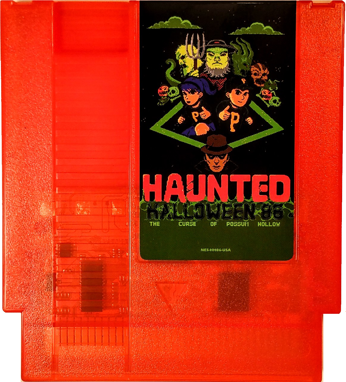 Halloween '86 Nes Game (pumpkin Orange Cartridge Only) - Haunted Halloween 85 Green Cartridge (1352x1408), Png Download