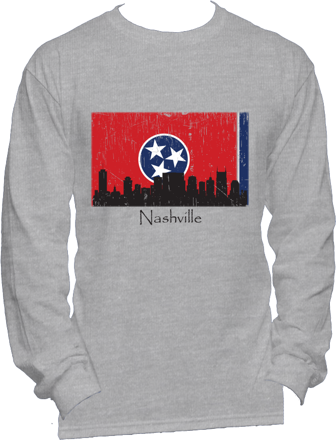 Nashville Skyline Men's Long Sleeve T-shirt - Flag Of Nashville, Tennessee (1000x1000), Png Download