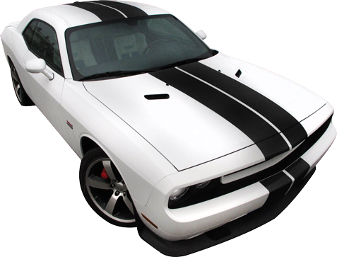 2008-10 Challenger Dual Racing Stripe Kit - Dodge Challenger (477x363), Png Download