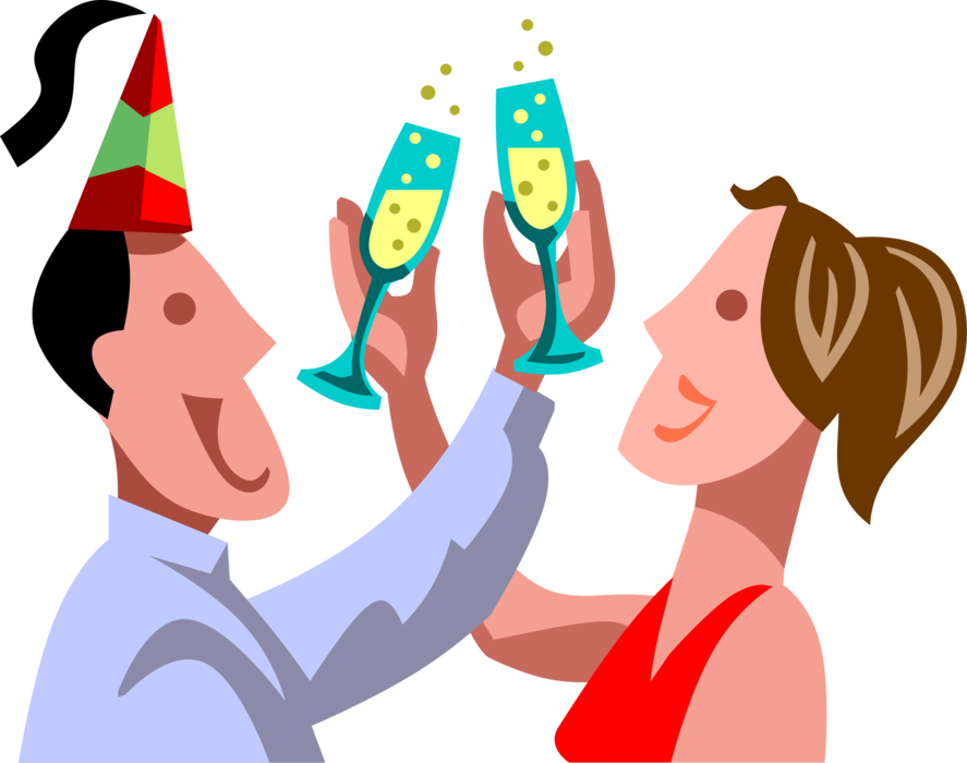 Vector Illustration Of Inebriated Colleagues At Office - Feliz Ano Novo Para Esposa (887x700), Png Download