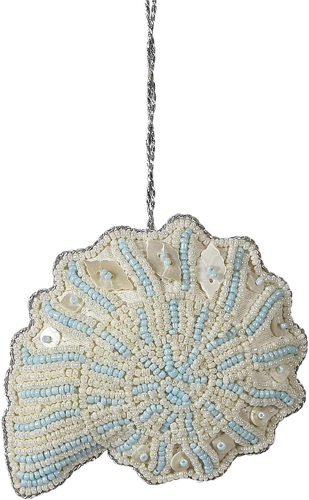 Bead And Mother Of Pearl Ornament, 4" Nautilus Blue (1318x1863), Png Download