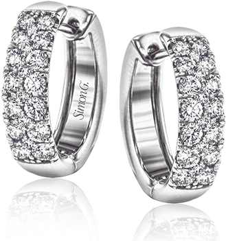 Le4390 Hoop Earring 18k White - Simon G. Classic Pave Diamond Huggie Earrings (400x400), Png Download
