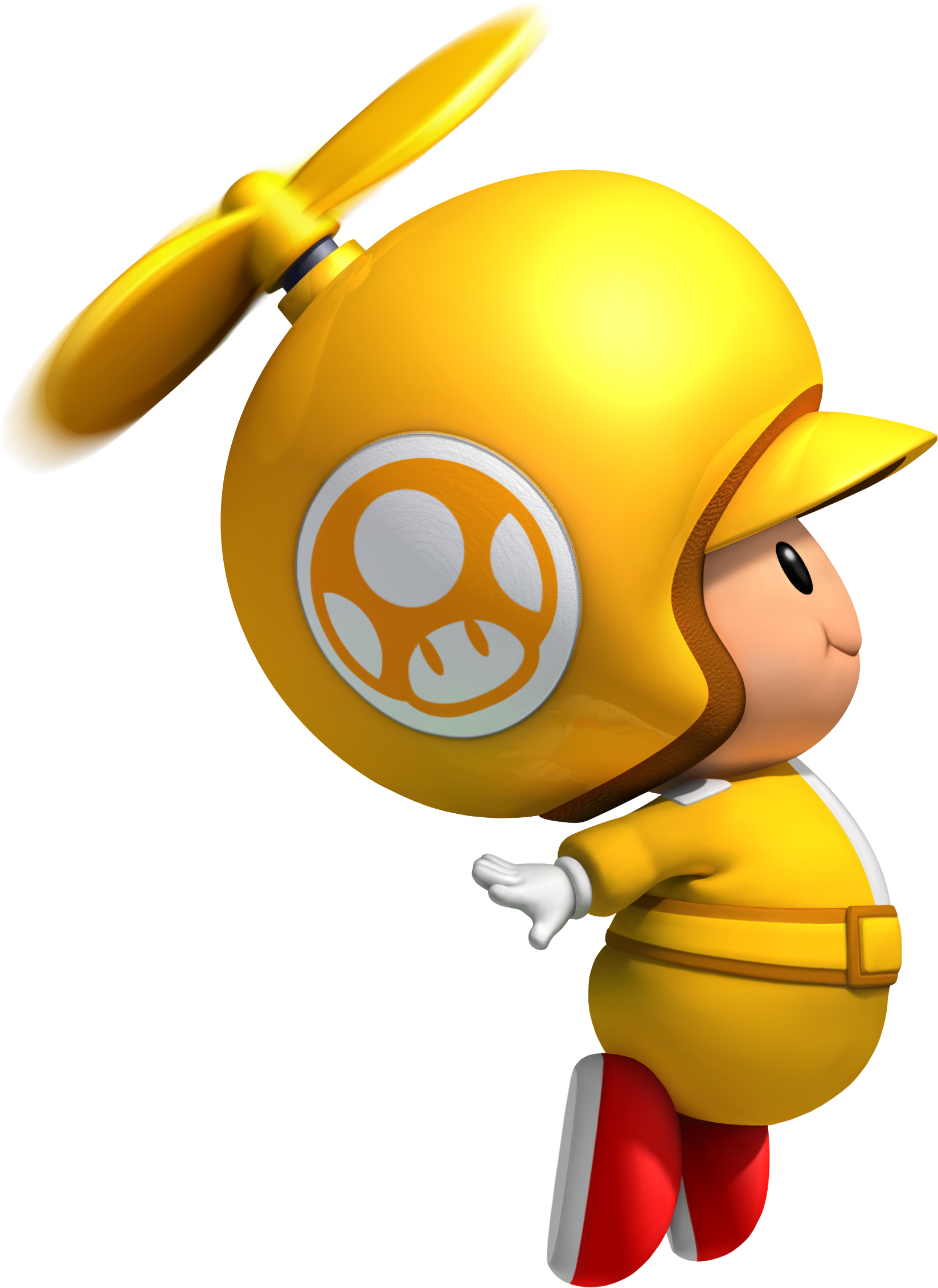 Propeller Yellow Toad - New Super Mario Bros Wii (1647x2260), Png Download