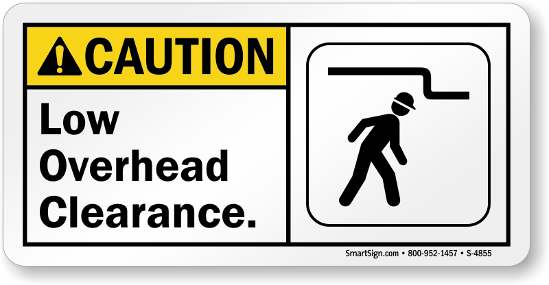 Ansi Caution Sign - Low Head Clearance Signs (800x416), Png Download