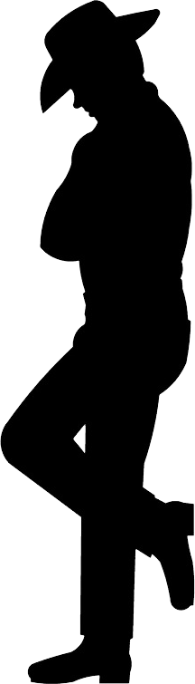 Cowboy Silhouette Png - Man Leaning Against Wall Silhouette (216x755), Png Download