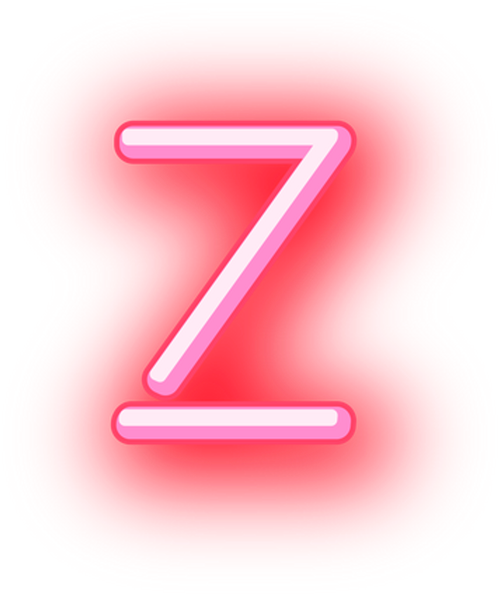 Z Letters Neon Glowing Words Ela Grammer Cool Grammer - Gel Nails (1024x1024), Png Download