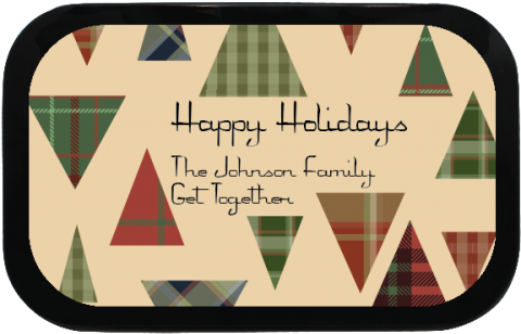 Vintage Christmas Personalized Mint Tins - Plaid (500x500), Png Download