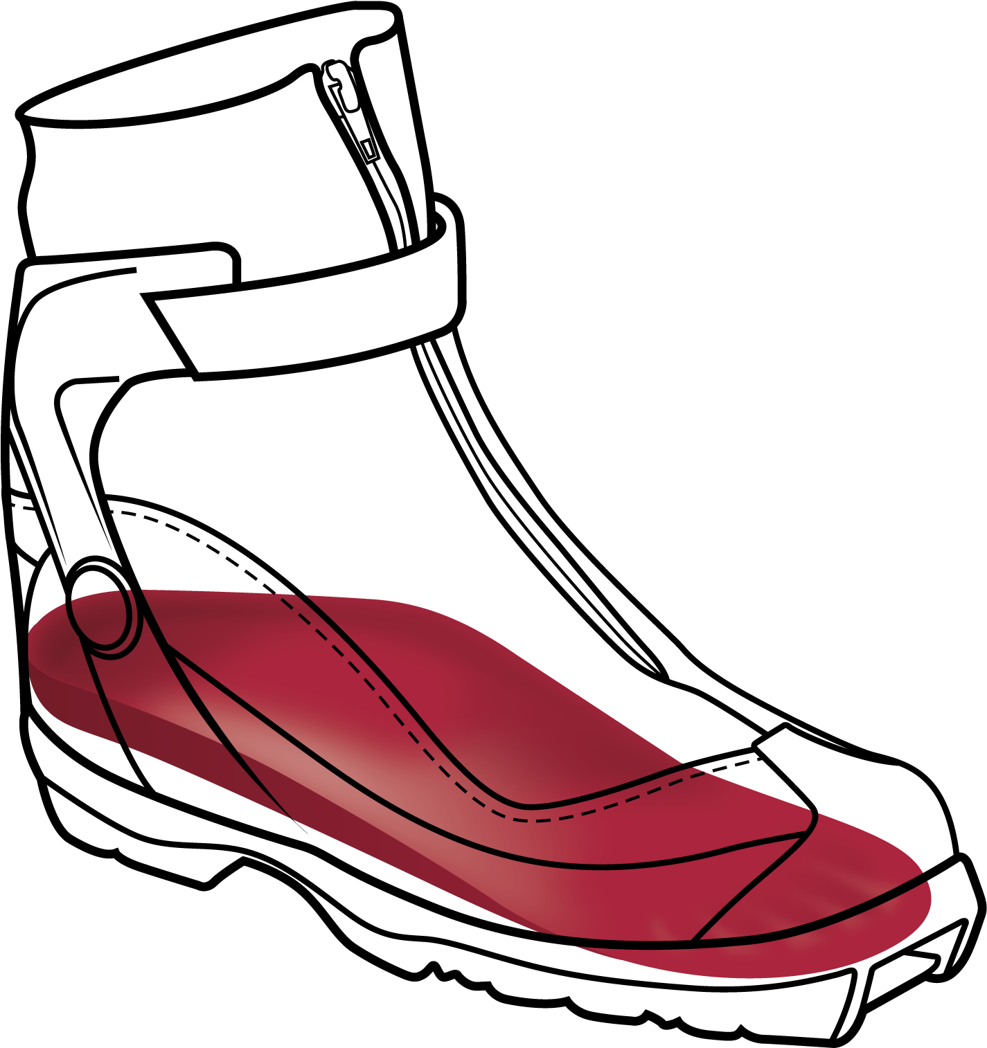 Cross Country Skating Boot Black Outline - Line Art (1879x1763), Png Download