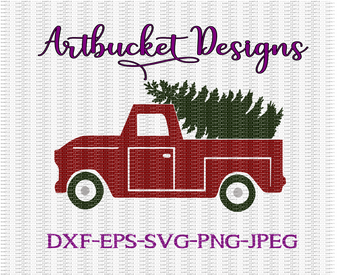 Hand Drawn Vintage Christmas Tree & Truck Cutfile - Christmas Tree (1400x1141), Png Download
