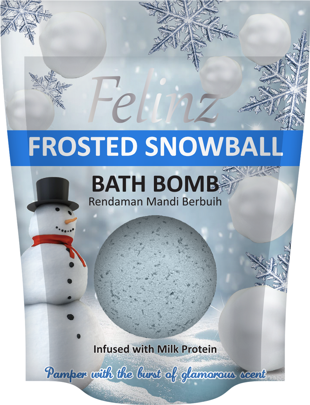 Felinz Frosted Snowball Bath Bomb - Bath Bomb (1753x1753), Png Download
