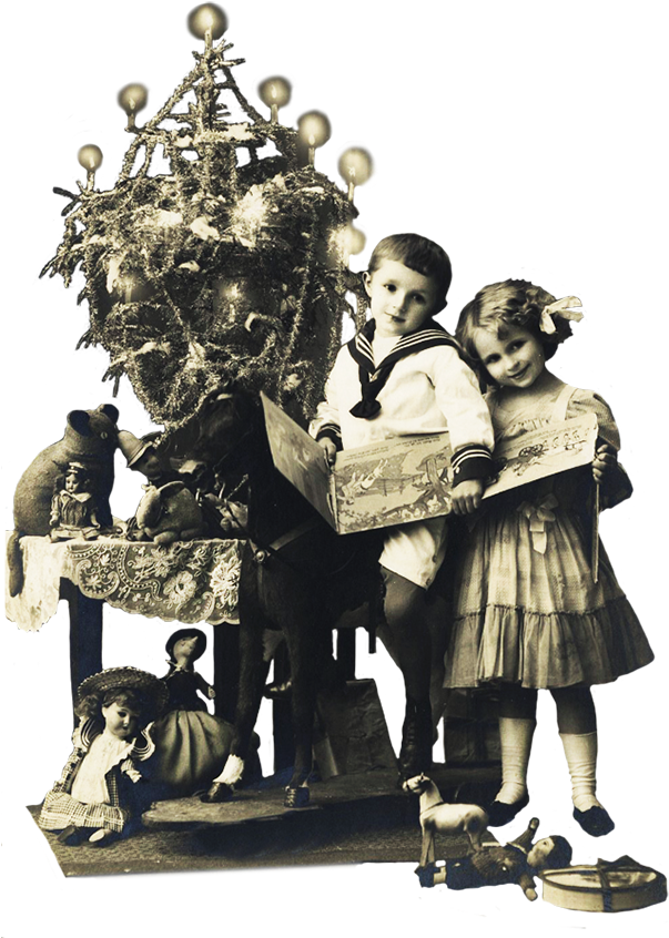Vintage Photo Of Children At Christmas - Christmas Day (611x886), Png Download