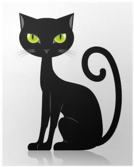 Black Cat Cartoon Vector (400x400), Png Download