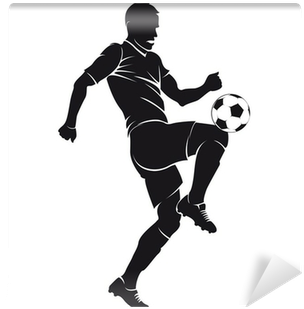 Vector Football Player Silhouette With Ball Isolated - Silhouette Soccer Png Clipart (400x400), Png Download