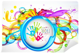 Colorful Splash In Holi Wallpaper Wall Mural • Pixers® - Happy Holi Designs Hd (400x400), Png Download