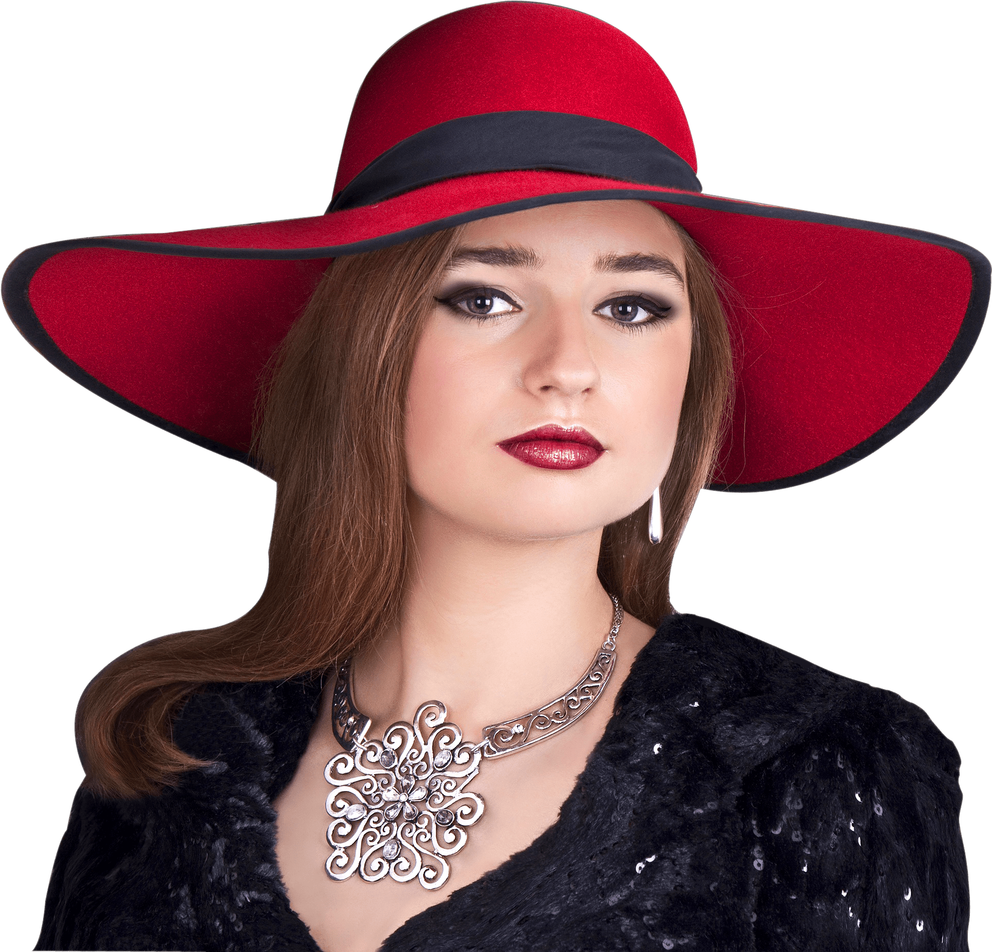 Woman Png Image - Woman In Black Dres And Hat (2850x1900), Png Download