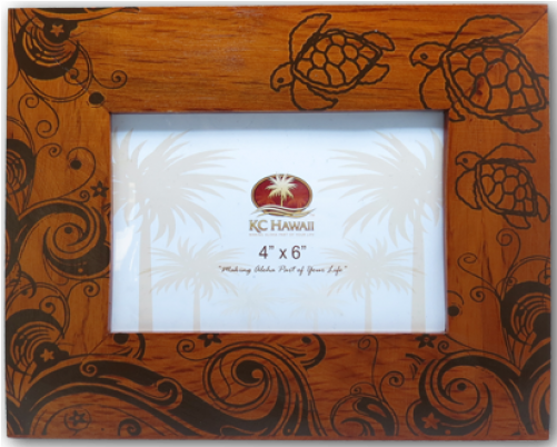 Honu Wood Frame 4" - Honu/turtle Swirl Screen Print Wooden Frame 4" X 6" (500x500), Png Download