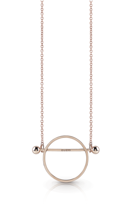 Guess Rose Gold Circle & Bar Necklace - Necklace (700x700), Png Download