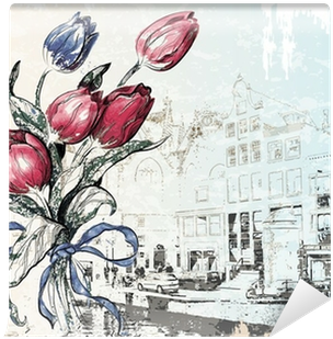Vintage Of Amsterdam Street And Watercolor Wall - Illustration (400x400), Png Download